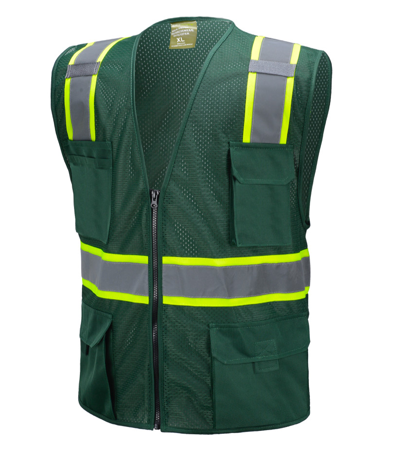 Green Two Tones Safety Vest ,With Multi-Pocket Tool