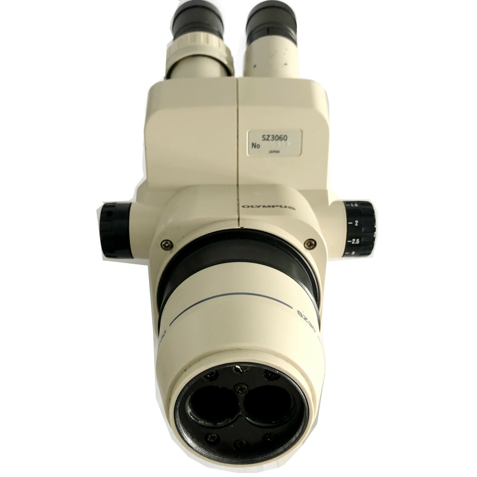 Olympus SZ3060 0.9 to 4.0X Stereo Zoom Microscope 10x/22 Eyepieces, x2 AUX LENS