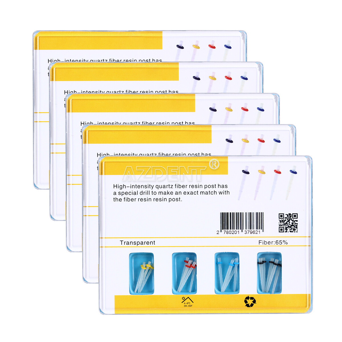 5 Packs Dental High-intensity AAA Fiber Posts Resin Screw Thread Glass 4 Drills
