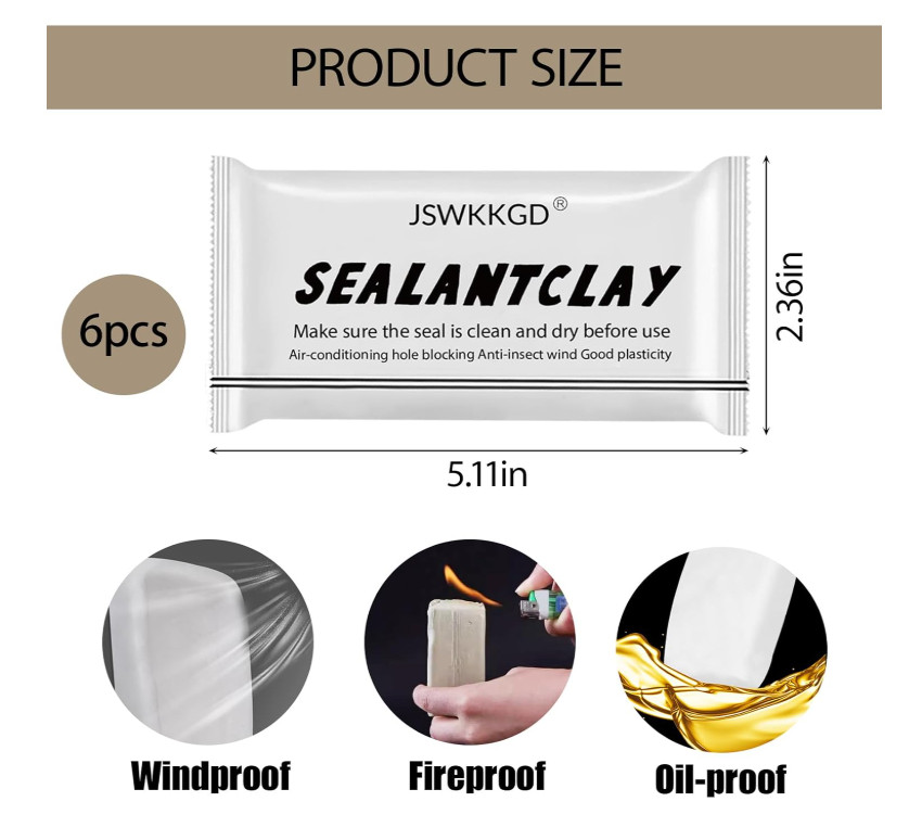 6 Pack Sealant Mastic Fast Dry Repair Putty for Pipe Wall AC Hole Fix