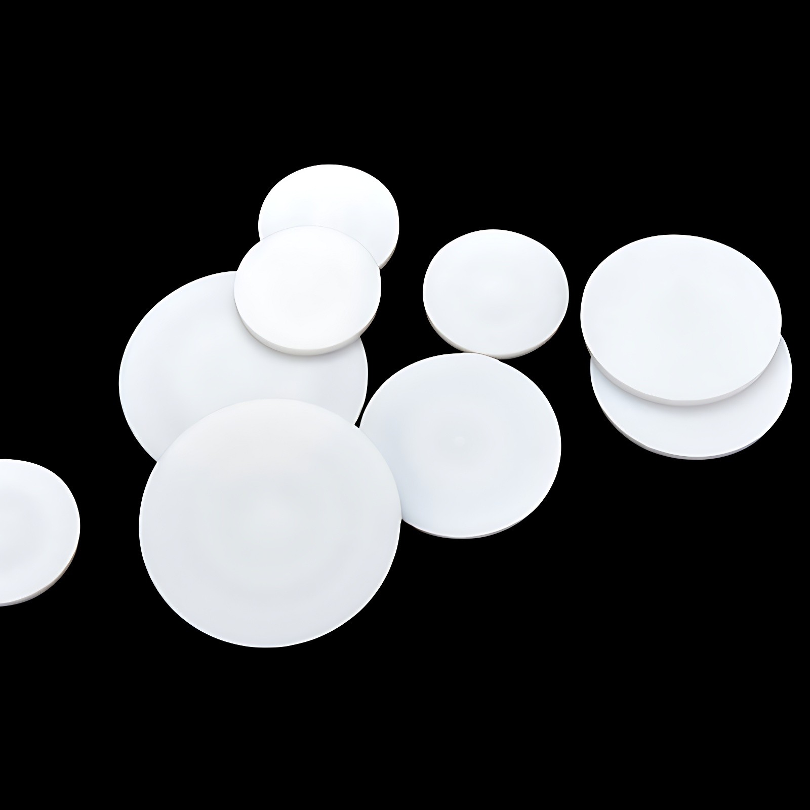 2MM THICK WHITE PTFE ROUND FLAT PLASTIC DISCS HIGH TEMP LOW FRICTION