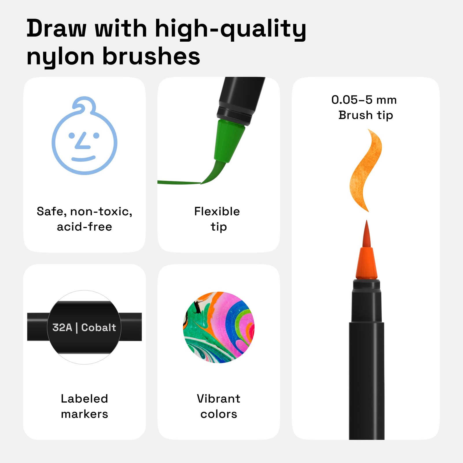 ARTISTRO 24 Watercolor Markers with Flexible 0.05-5 mm, 24 Bright Colors