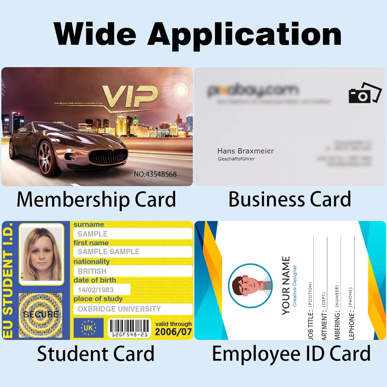 100 Pack Premium Blank PVC Cards, CR80 30 Mil Graphic Quality White Plastic Car
