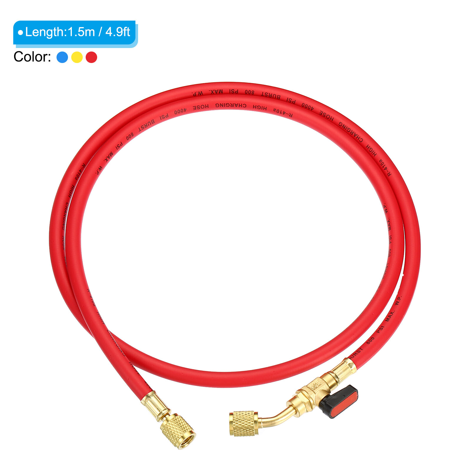 3pcs 1/4 SAE Refrigerant Charging Hose 4.9ft 800 PSI 4000 PSI Manifold Gauge