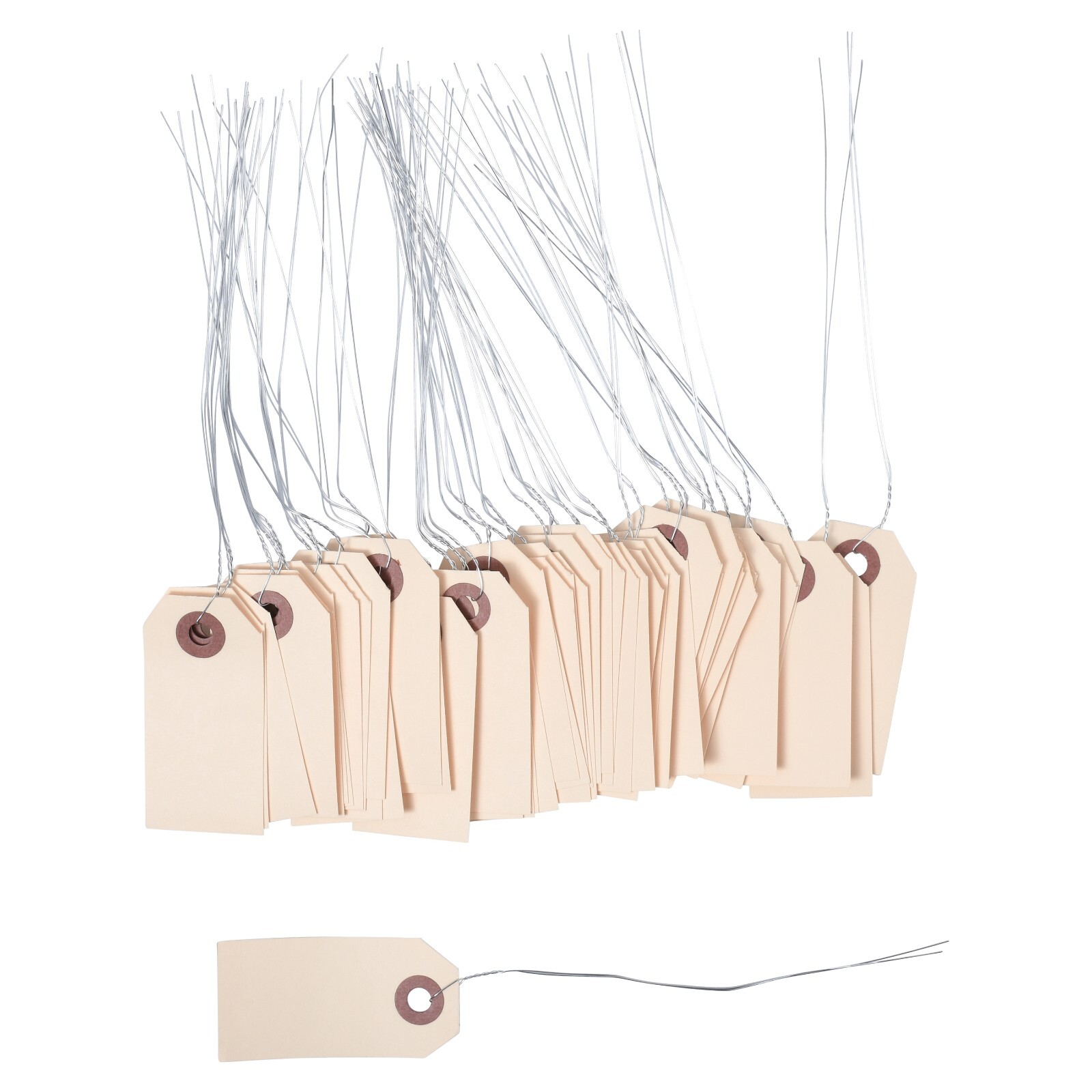 1000- 2 3/4″ x 1 3/8″ Size 1 Manila Inventory Shipping Hang Tags with Wire 13 Pt