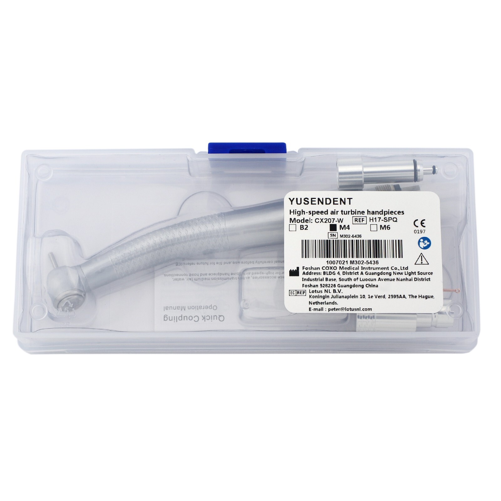 COXO Dental Turbine Handpiece 4 Hole High Speed CX207-W Sinol Quick Coupling M4