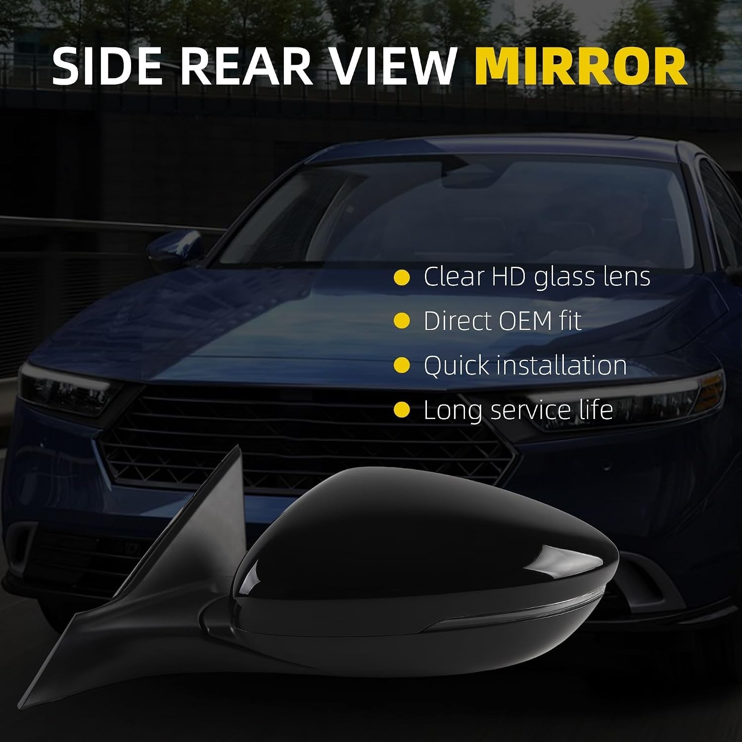Left Driver Side Mirror 2023-2026 Honda Accord Power Glass Blind Spot Manual Fol