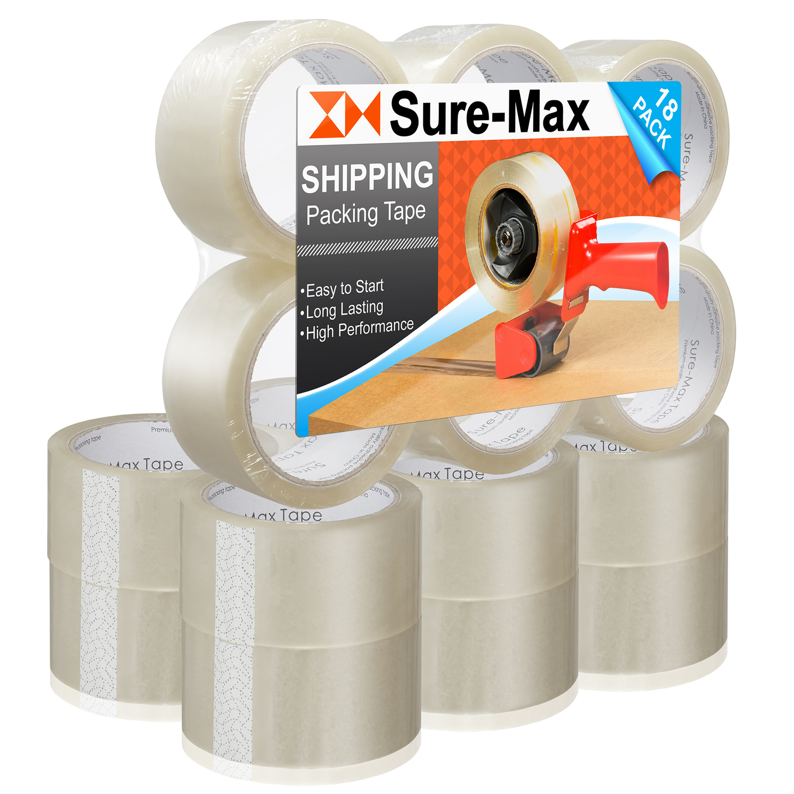 18 Rolls Carton Sealing Clear Packing Tape Box Shipping – 2 mil 2″ x 55 Yards