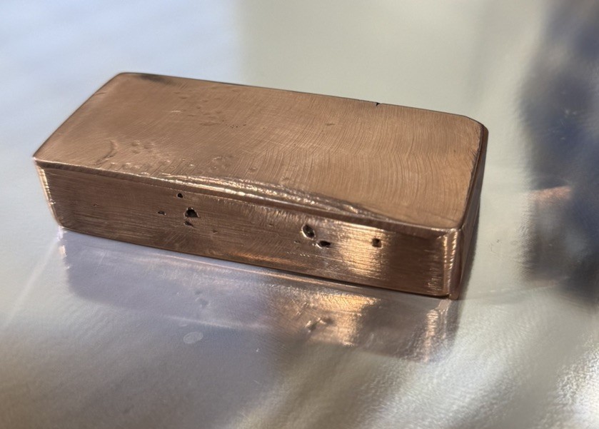 1LB 3.4oz Hand Poured .999 Copper Ingot Bar Free Shipping