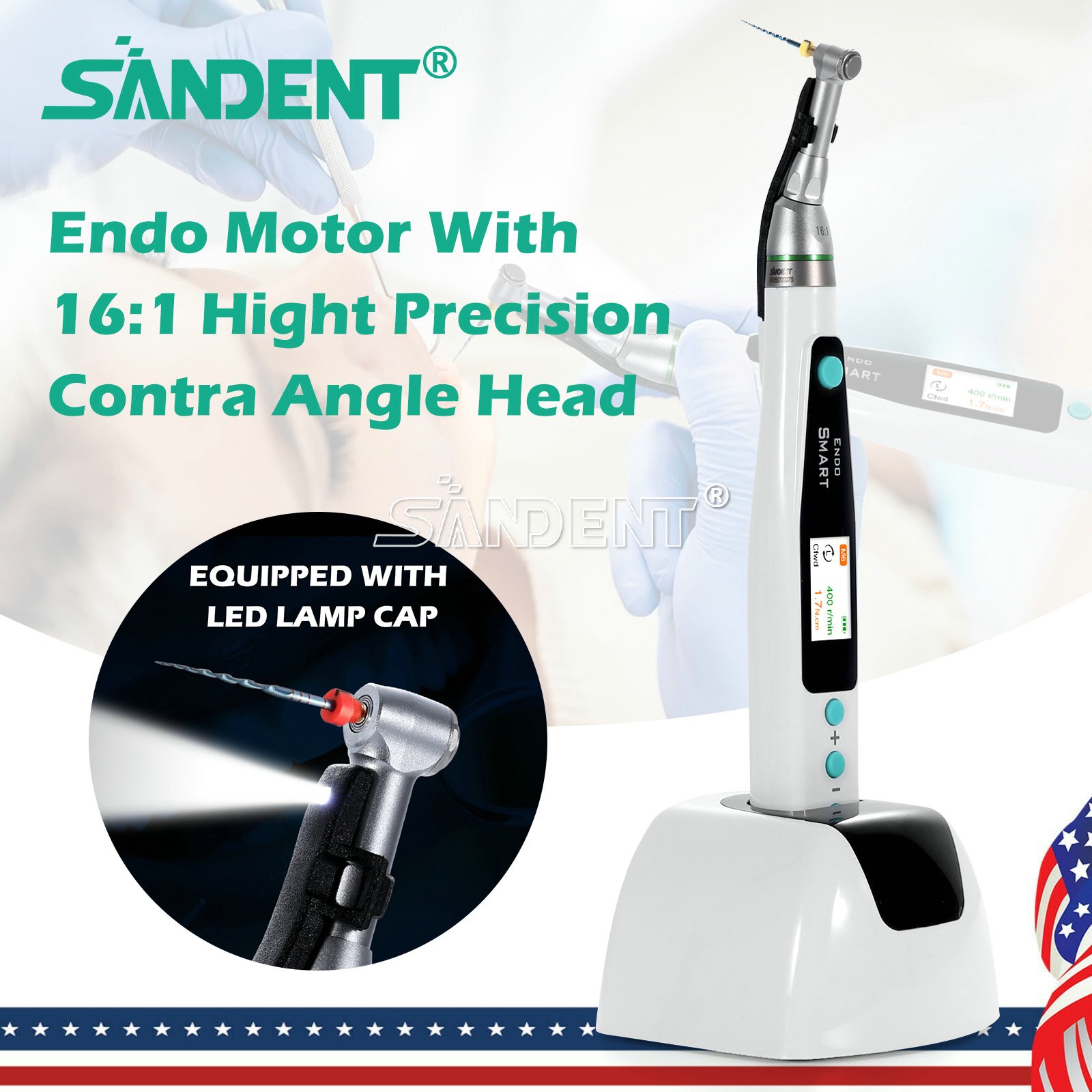 Dental 1:5 Fiber Optic LED Electric Contra Angle Increase Handpiece Ti-MAX X95L