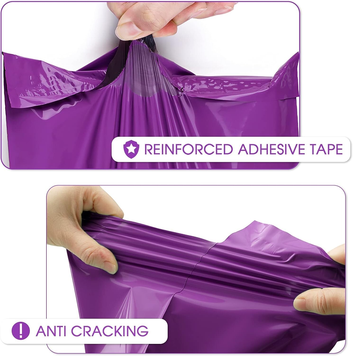 200PC Poly Mailers 12×15.5″ Self-Seal Shipping Bag for Clothing Poly Bags Purple
