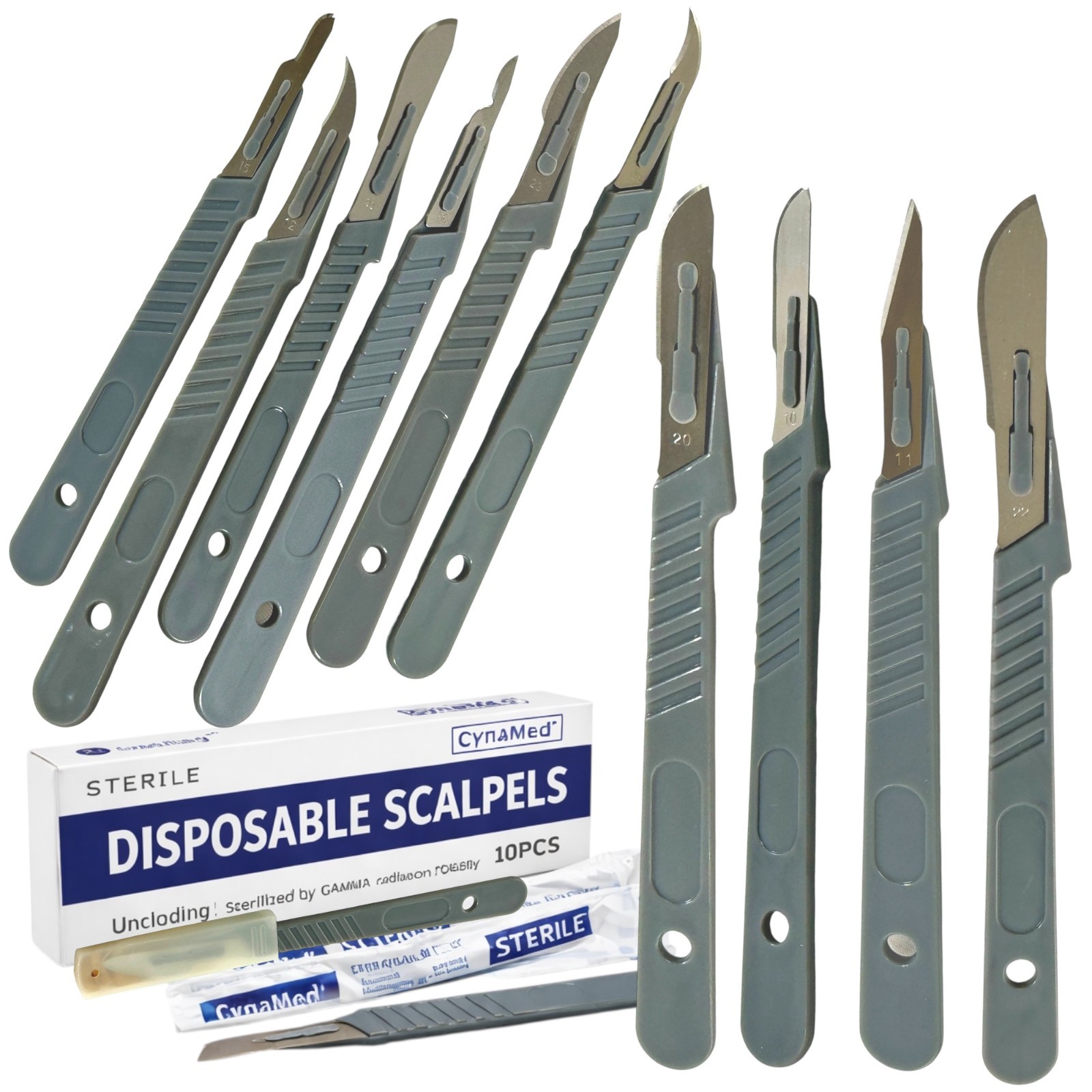 New Disposable Scalpel Blades With Plastic Handle ( Box of 10 ) Sterile Surgical