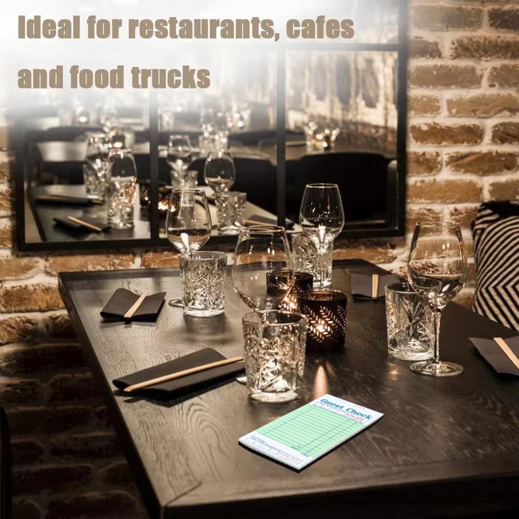 Guest Check Pads 100 Pack Green Server Notepad Restaurant Budgenix Checks 5000