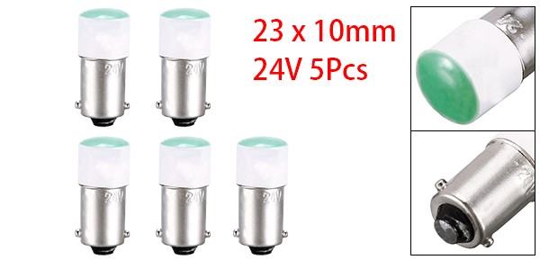 5Pack LED Bulbs 24V Dashboard Light Green BA9s Base Bulb