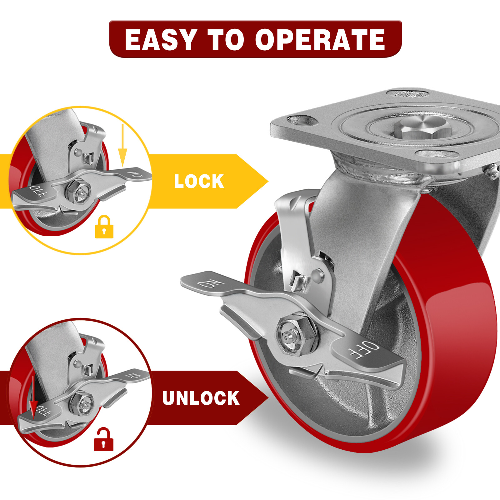 5 Inch Caster Wheels Heavy Duty,Capacity1000-4000LBS