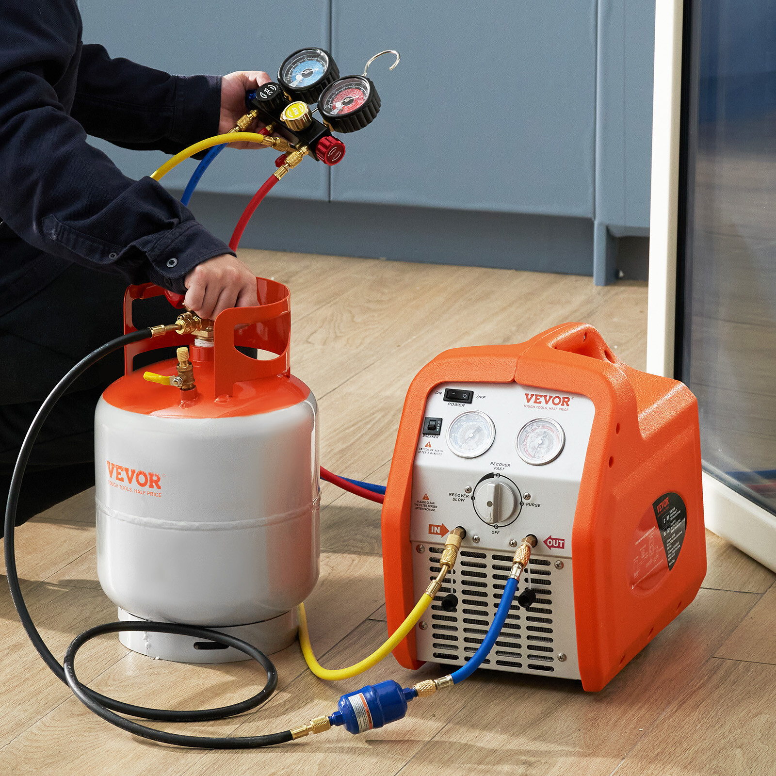 VEVOR Refrigerant Recovery Reclaim 30 LBS Cylinder Tank 400 PSI Liquid Y Valve