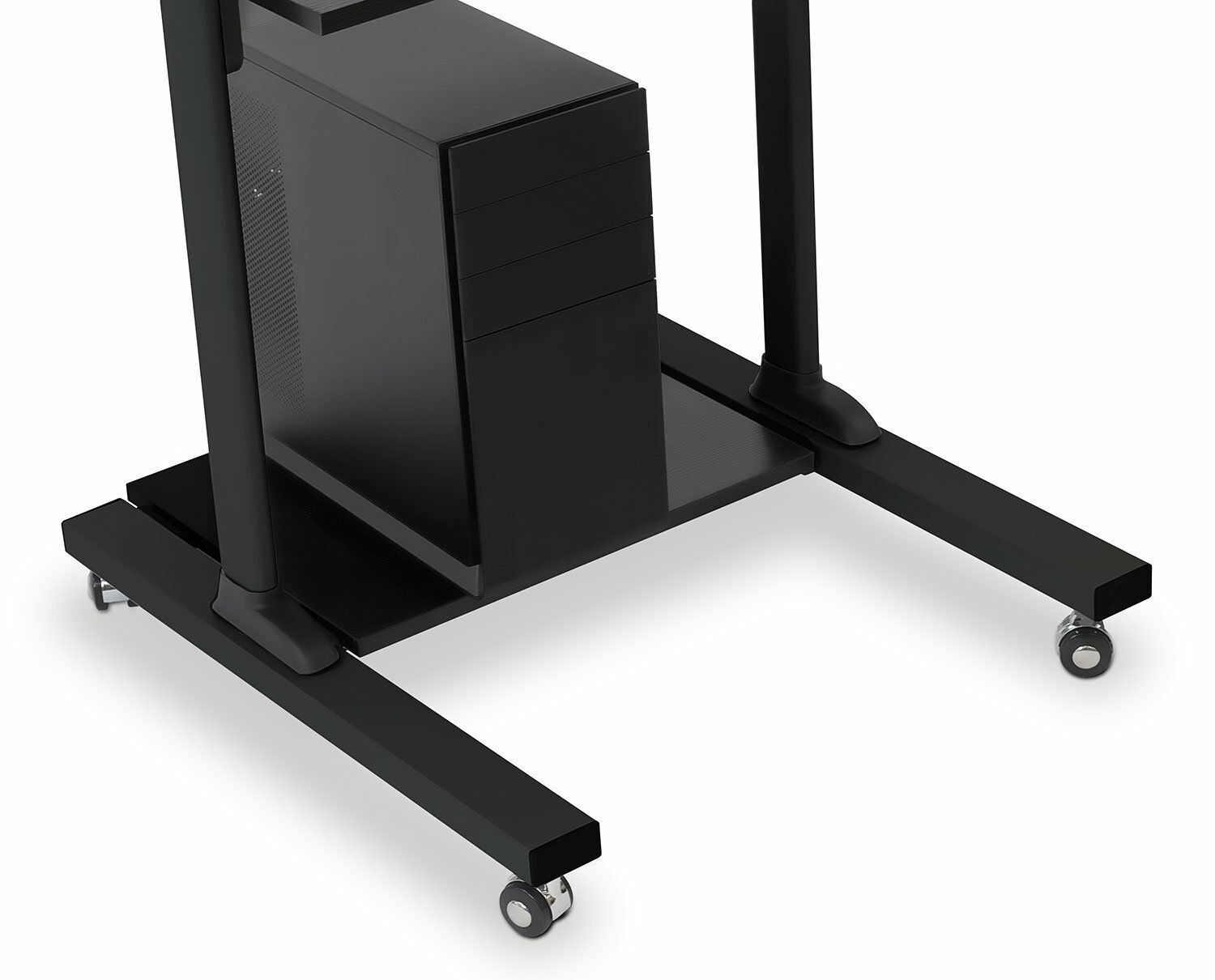 Mount-It! Mobile Stand Up Desk | Height Adjustable Computer Rolling Cart | Black