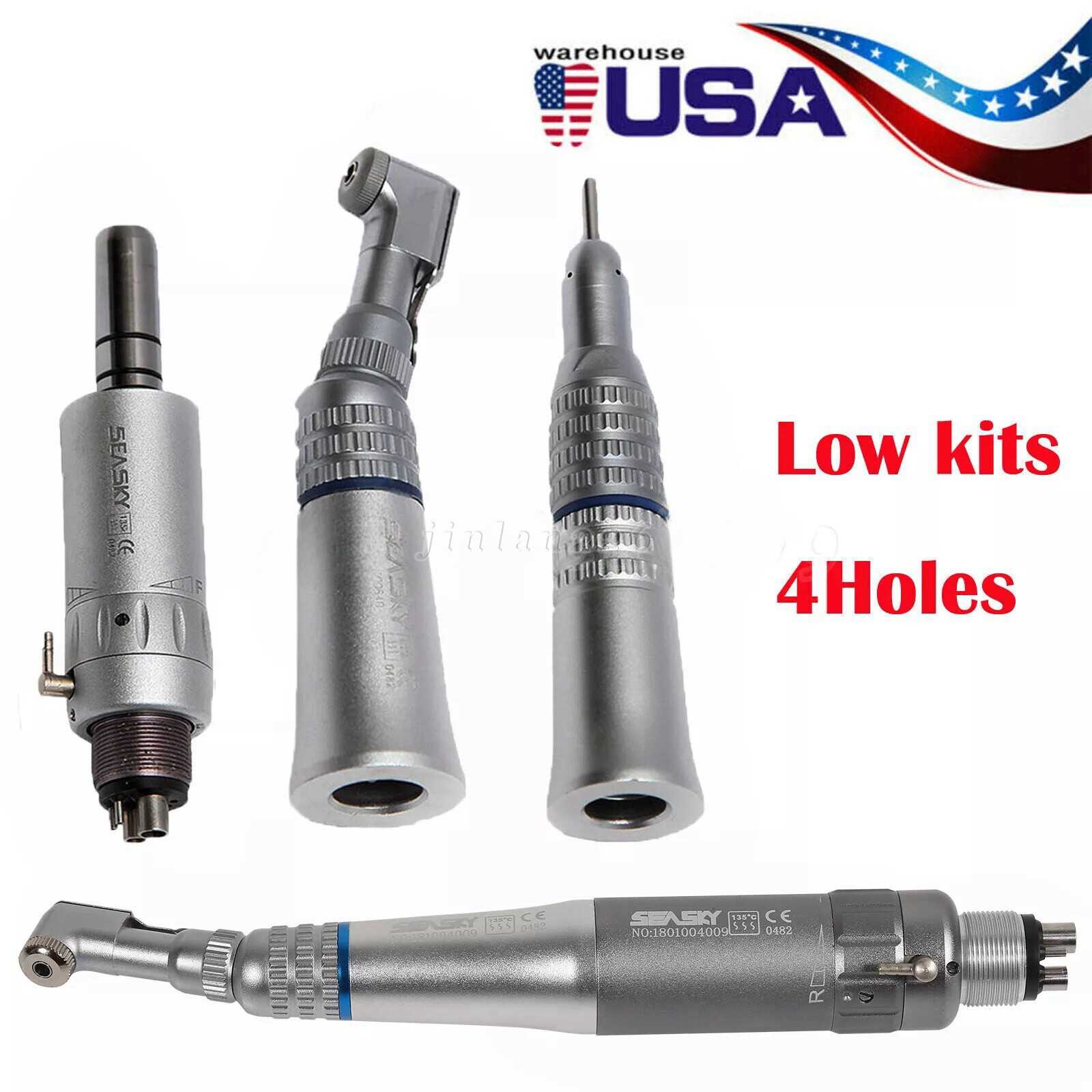 Dental Low Slow Speed Handpiece E-type Contra Angle Micro Air Motor 2/4 Hole 1:1