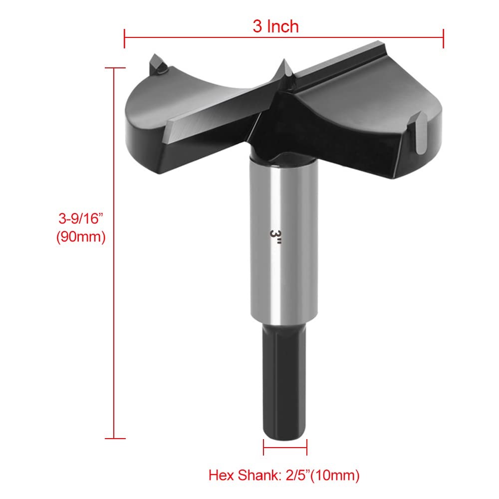 ASNOMY 3 Inch Forstner Drill Bit, Carbide Tipped Bit 3 (76mm)