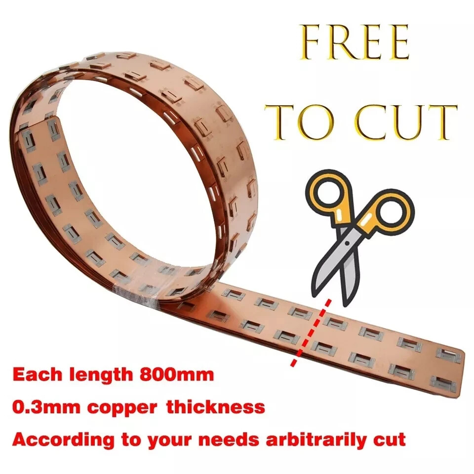 3PCS 21700 Battery Busbar Copper Nickel composite Easy spot welding Length800mm