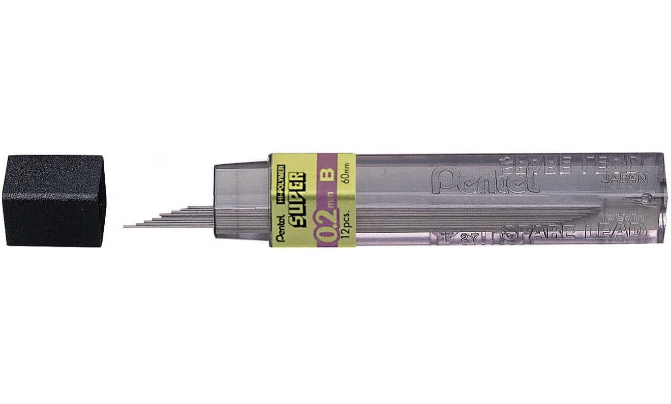 5 Packs Pentel Super Hi-Polymer Lead Refill 0.2mm Ultra Fine, HB, 120 Pieces