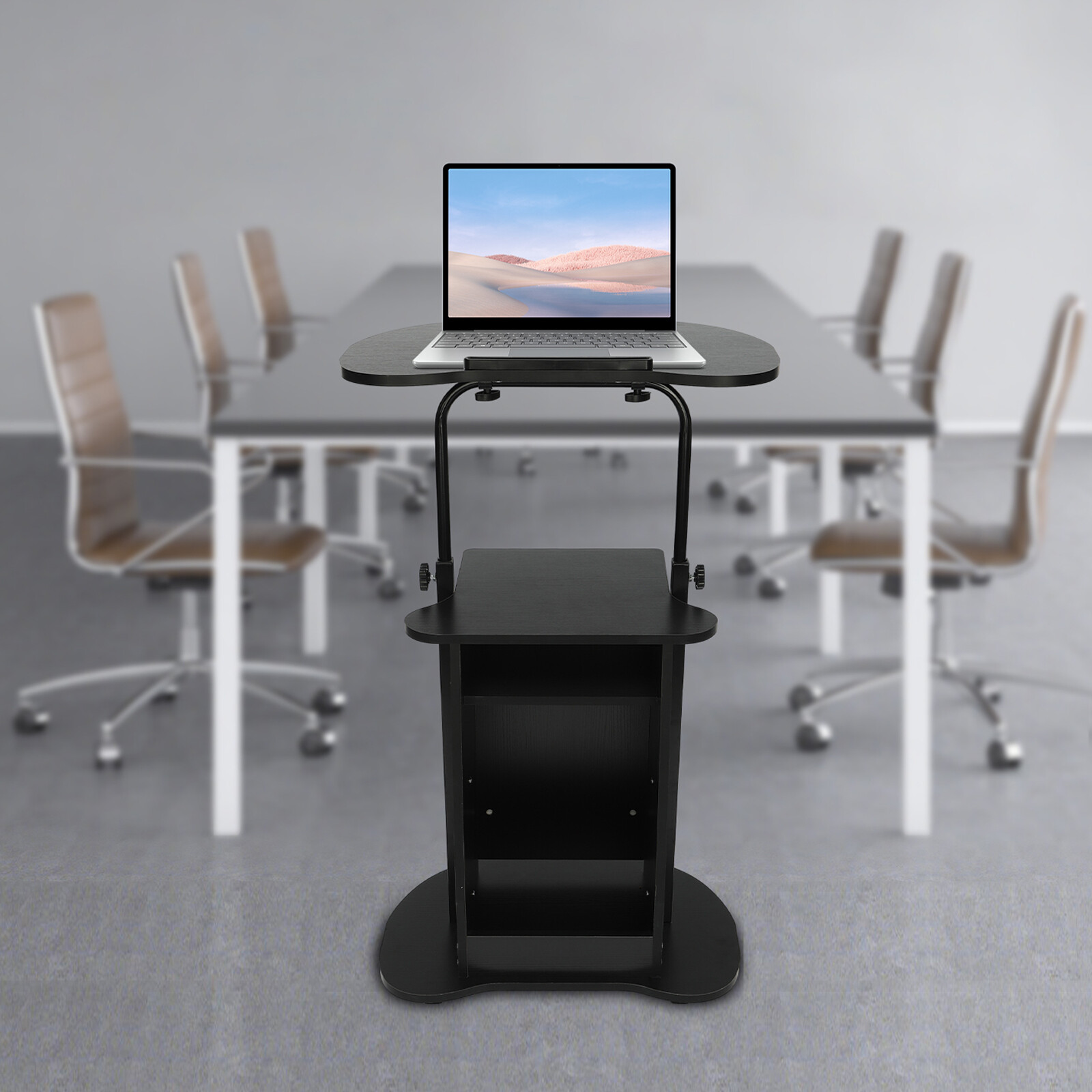 Black Sit-to-Stand Rolling Adjustable Storage Medical Laptop Computer Cart Desk