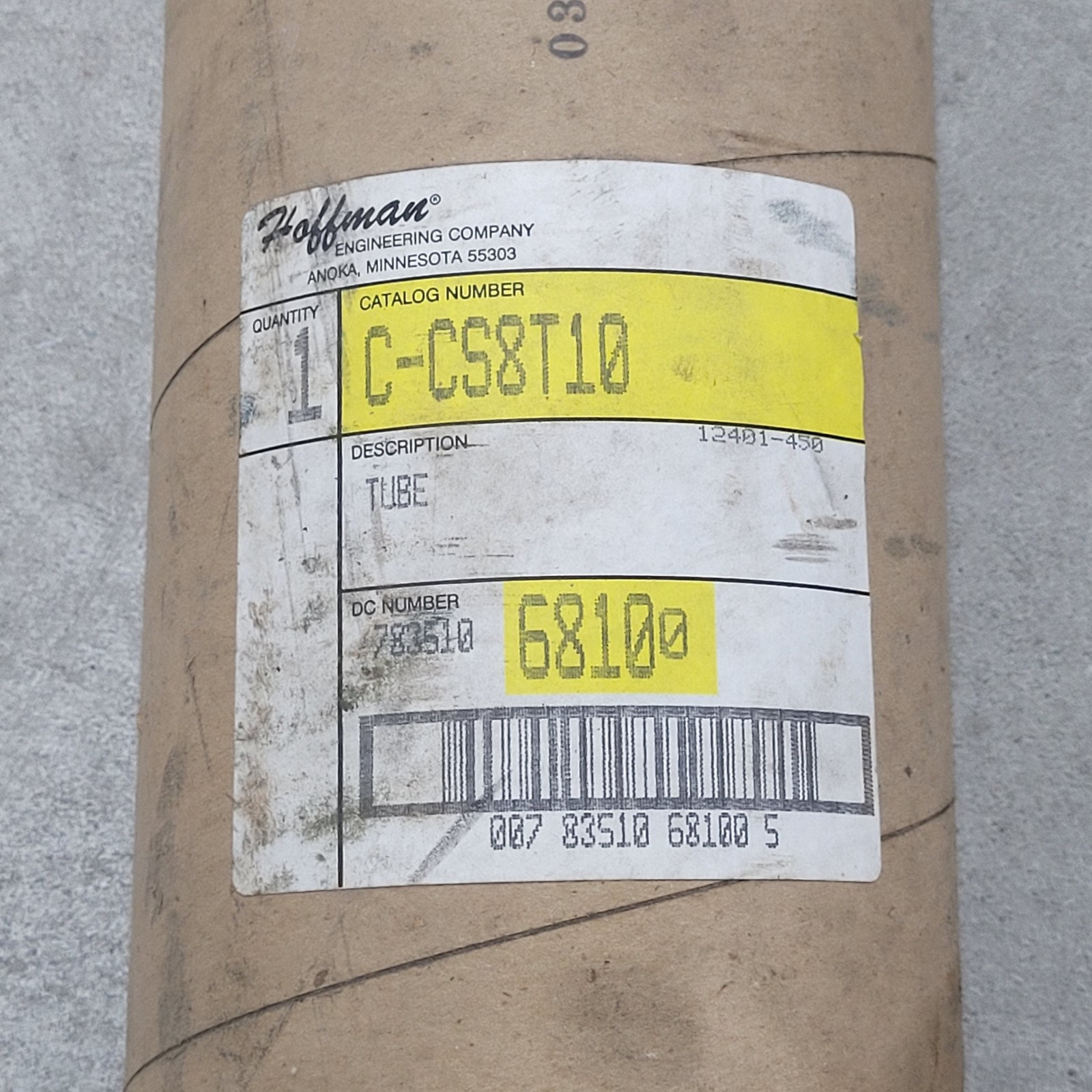 Hoffman C-CS8T10 Tube, 39″ X 3.1″ X 3.1″, 783510681005 – NEW