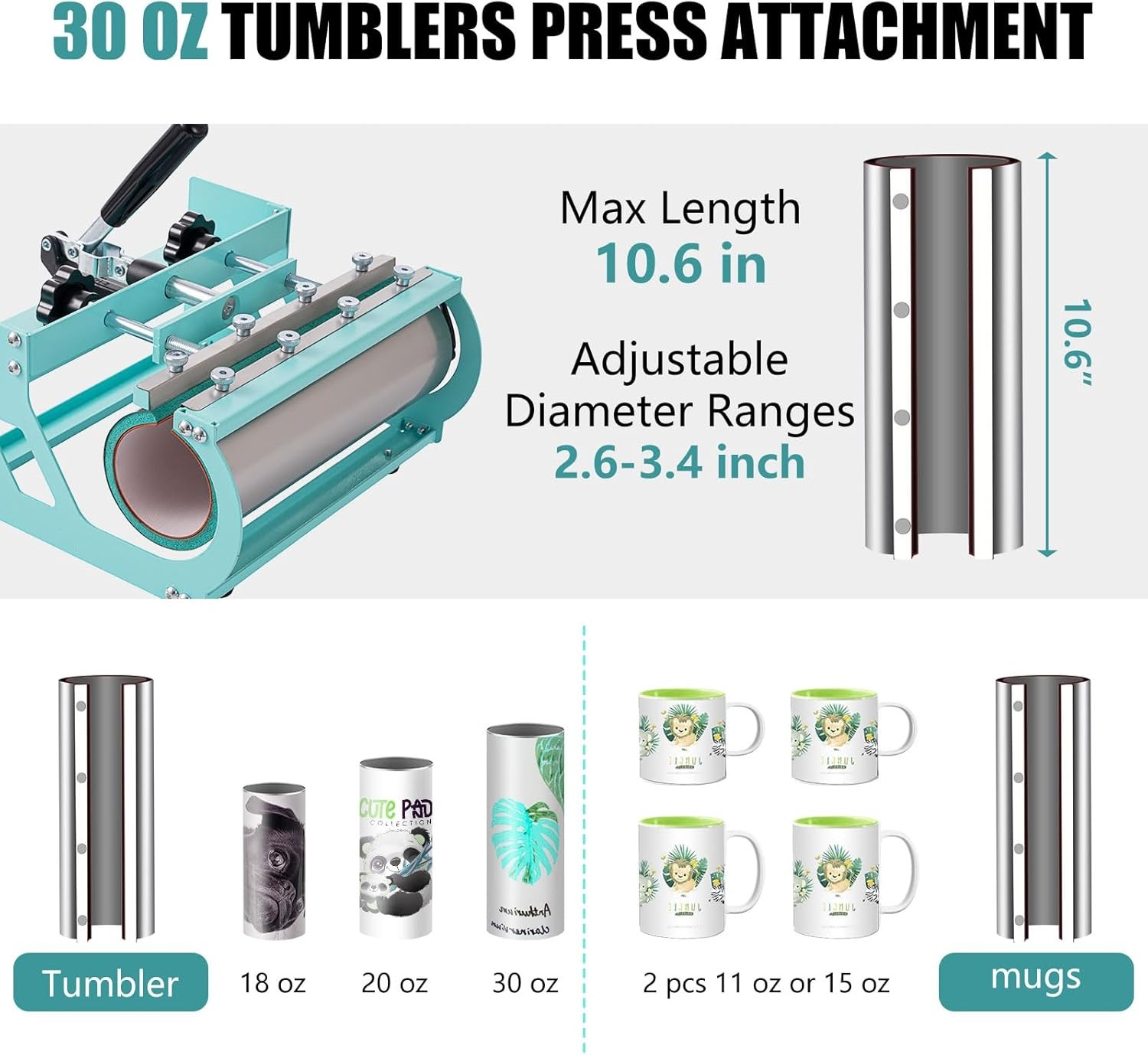 5 in 1 Heat Press Machine 15 x 15 in Sublimation Printer Transfer T-Shirt Mug
