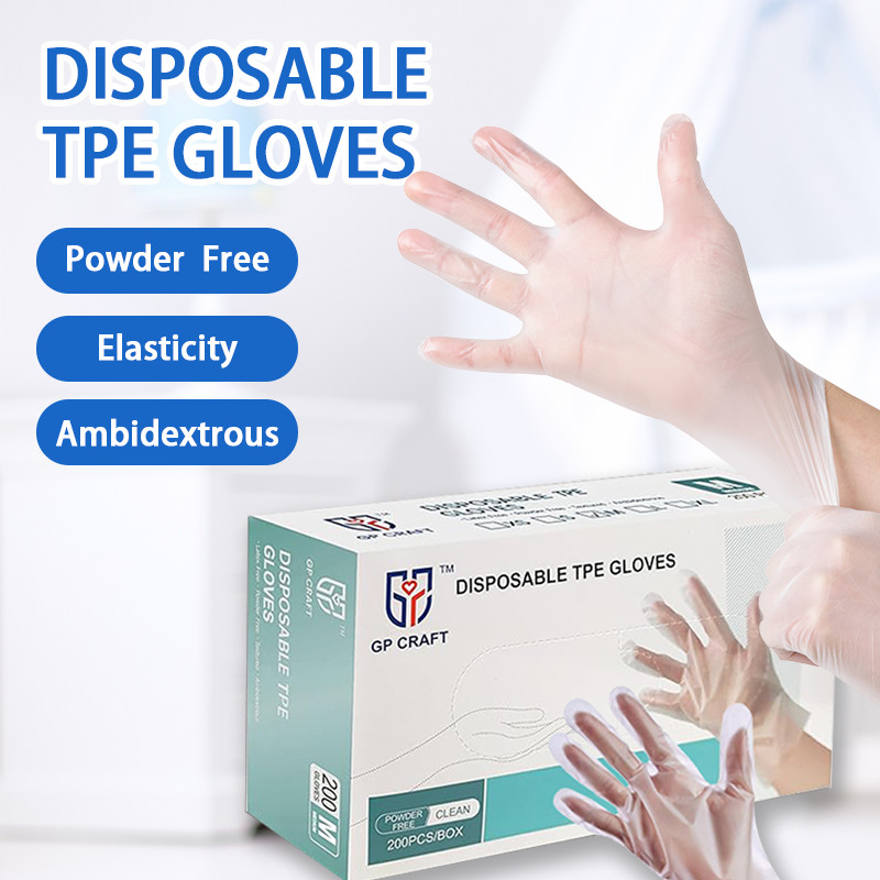400Pcs(2Box) Disposable TPE Gloves Clear BPA Free Save More for Kitchen Cooking
