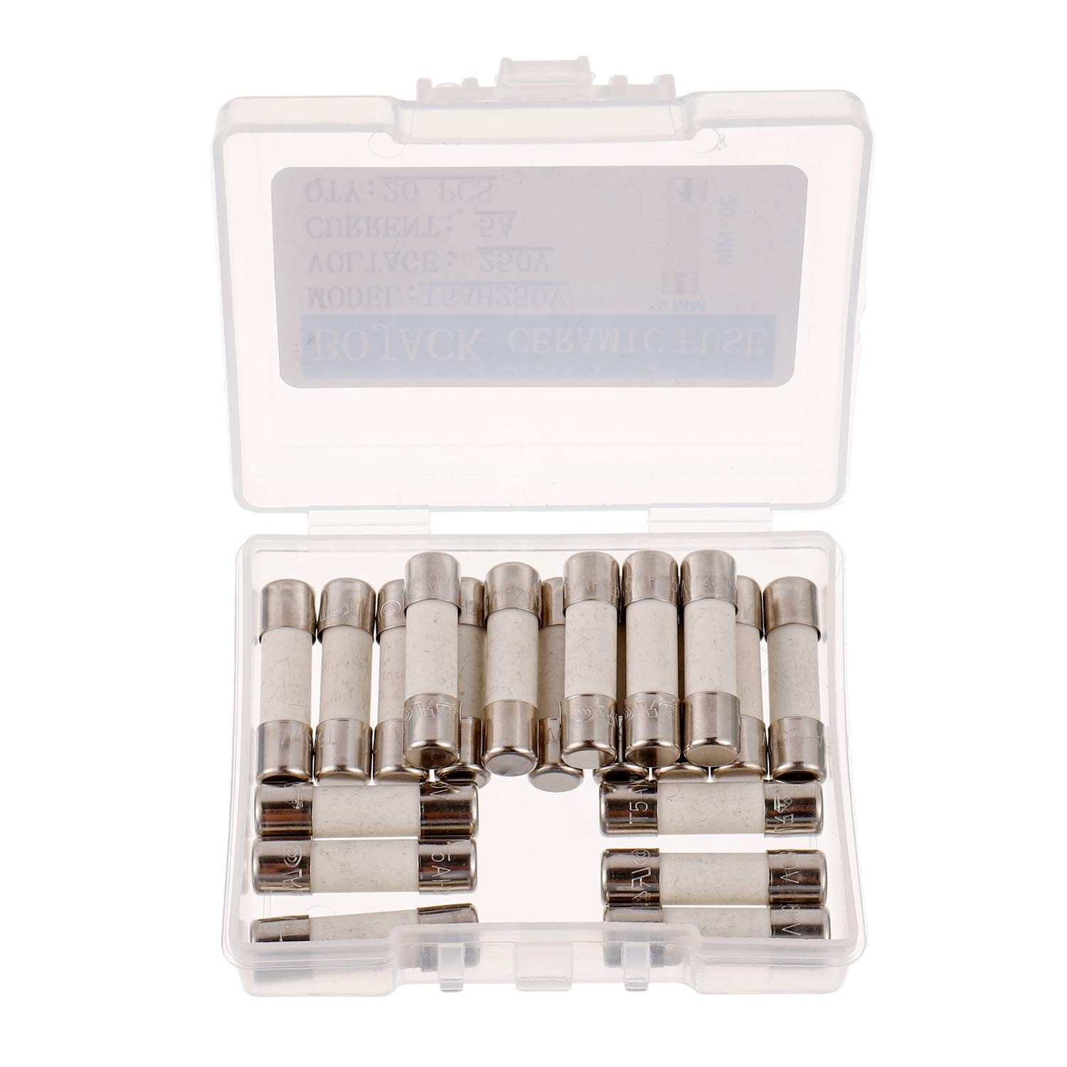 BOJACK T5AH250V 5x20mm 5A 250V Slow-Blow Ceramic Fuses 5 amp 250 Volt