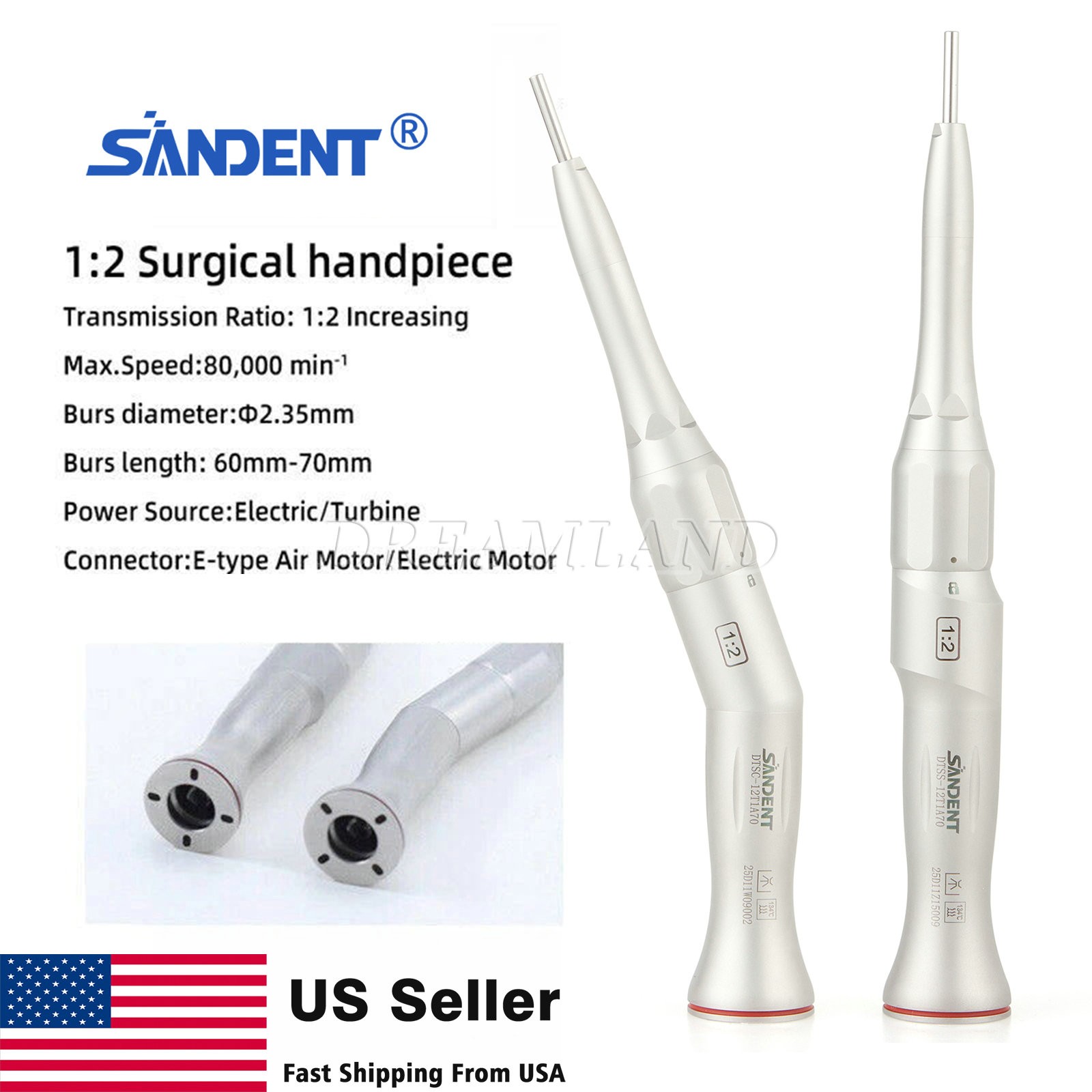 Dental Surgical Handpiece 20° Angle Straight Attachment 1:2 E-type NSK Style
