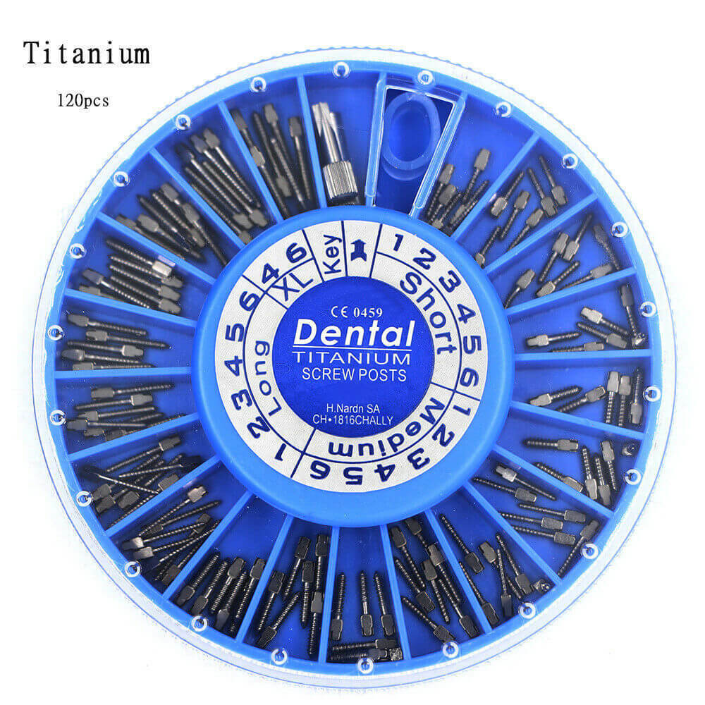 120pcs/box Assorted Dental endodontic Pure TITANIUM SCREW POST with tools