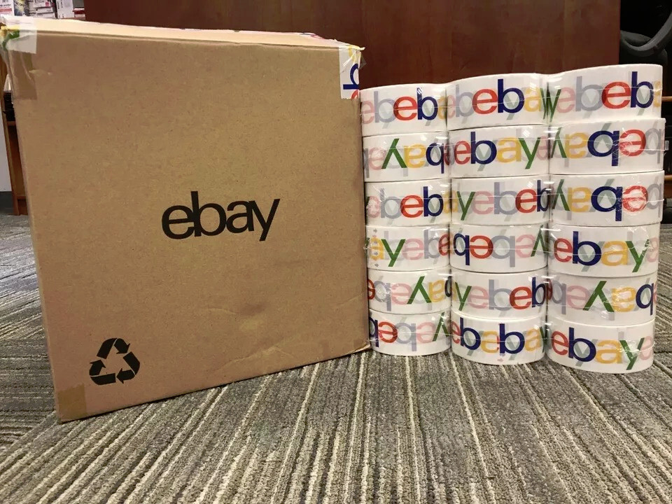 Lot 6 Rolls eBAY Sealing Packaging Tape Color Logo 2″ 75 Yards Carton Shipping