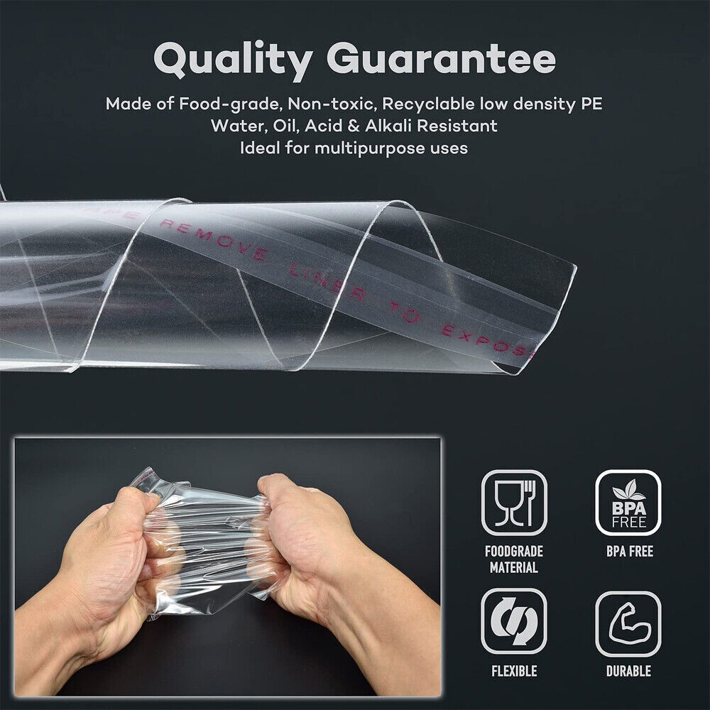 Clear Resealable Recloseable Self Seal Adhesive Cello Lip Tape Poly Plastic bags