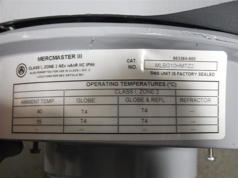 EGS / Appleton Mercmaster III 100W Metal Halide Light Fixture MLSH104G1NMTFTZ2UP