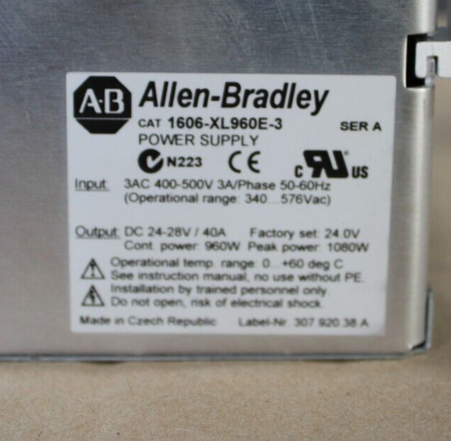 AB 1606-XL960E-3 SER A POWER SUPPLY Input 3AC 400-500V Output DC 24V Spot Goods