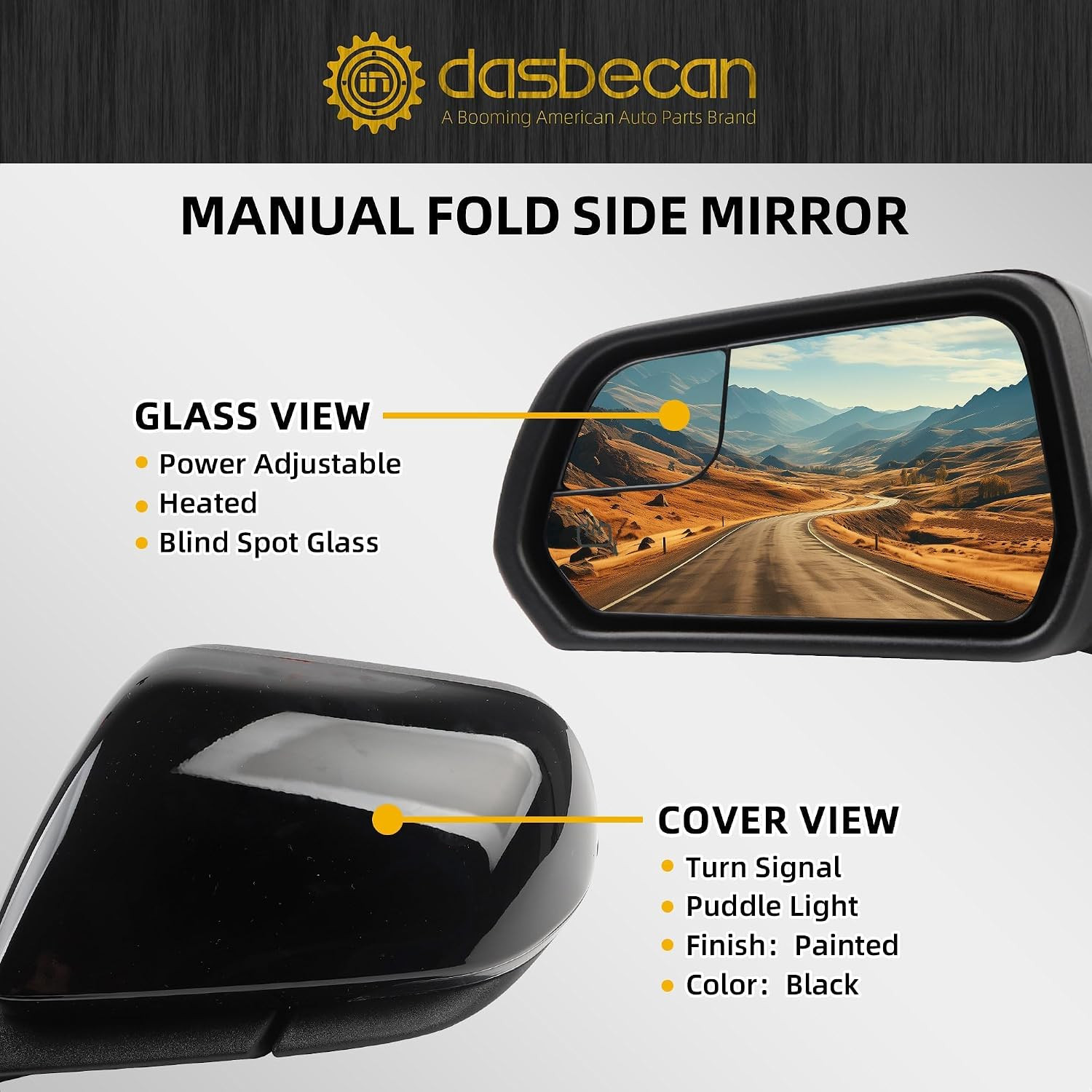 Left Driver Side Door Mirror Compatible with Ford Mustang 2015-2020 Power Glass