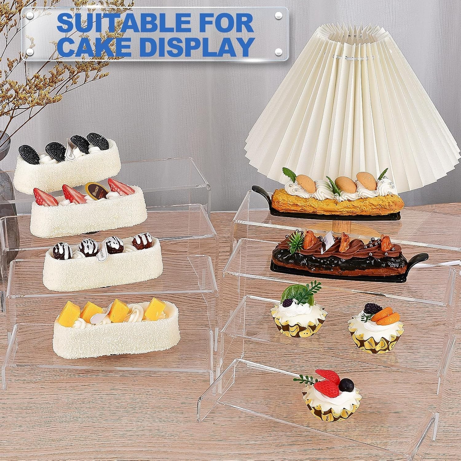 Large Acrylic Risers 8 Pcs 2 Set Acrylic Display Set Rectangular Stands Shelf