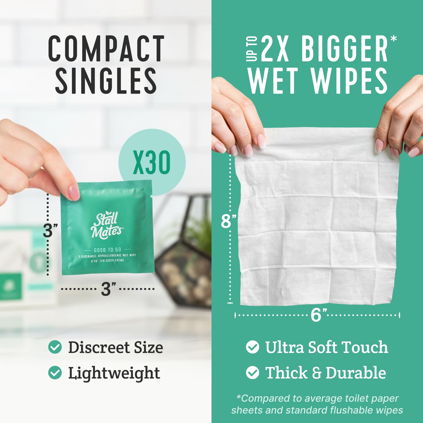 Flushable Wipes, Individually Wrapped, Travel Friendly, Unscented with Cucumber