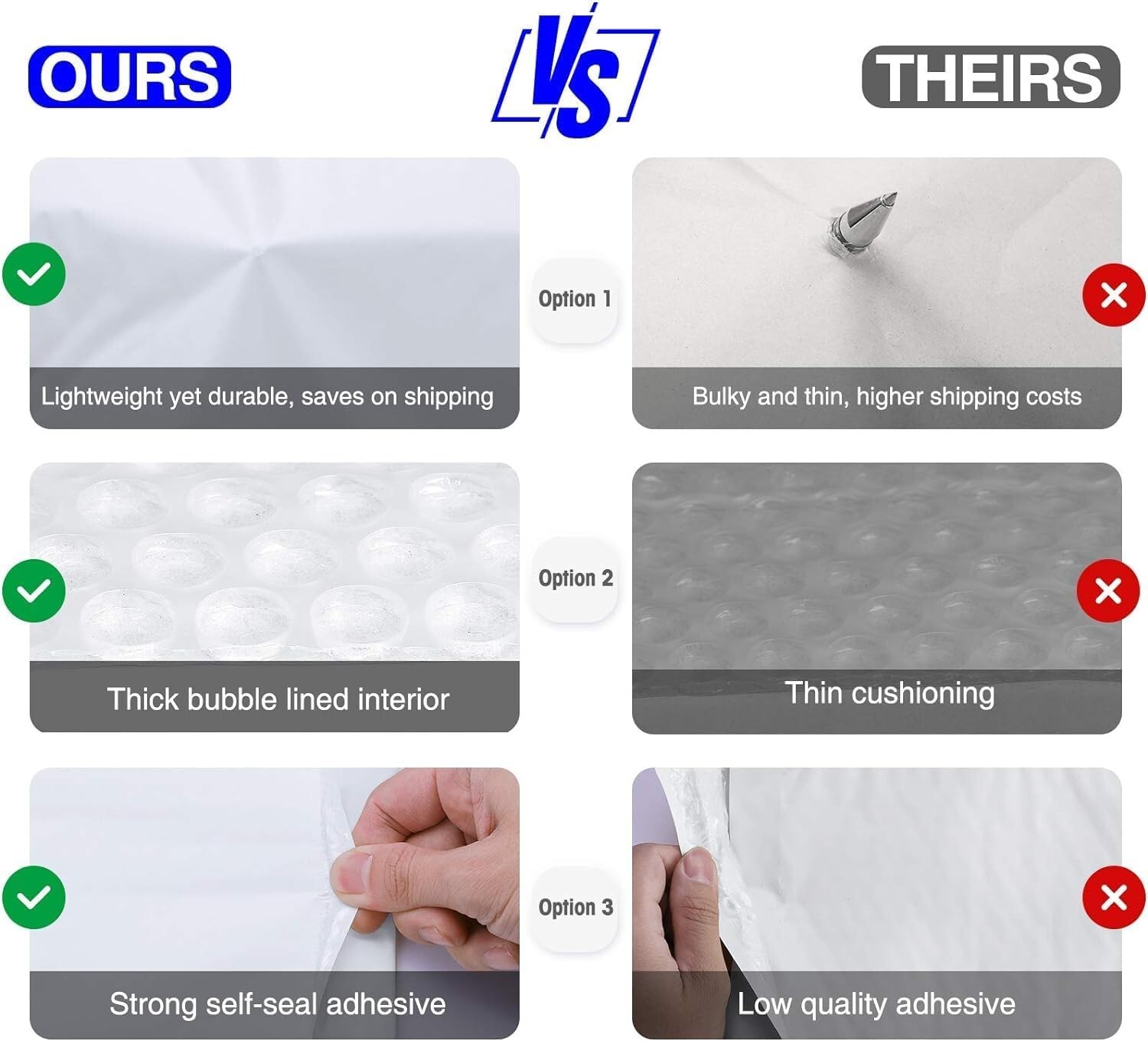 500Pcs Poly Bubble Mailers Padded Envelope Shipping Mailing Bag 8.5×12″ #2 White