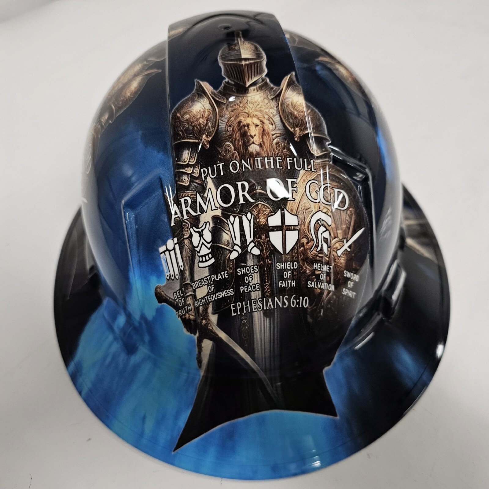 full brim hard hat custom hydro dipped IN THE FULL ARMOR OF GOD , RELIGOUS NEW