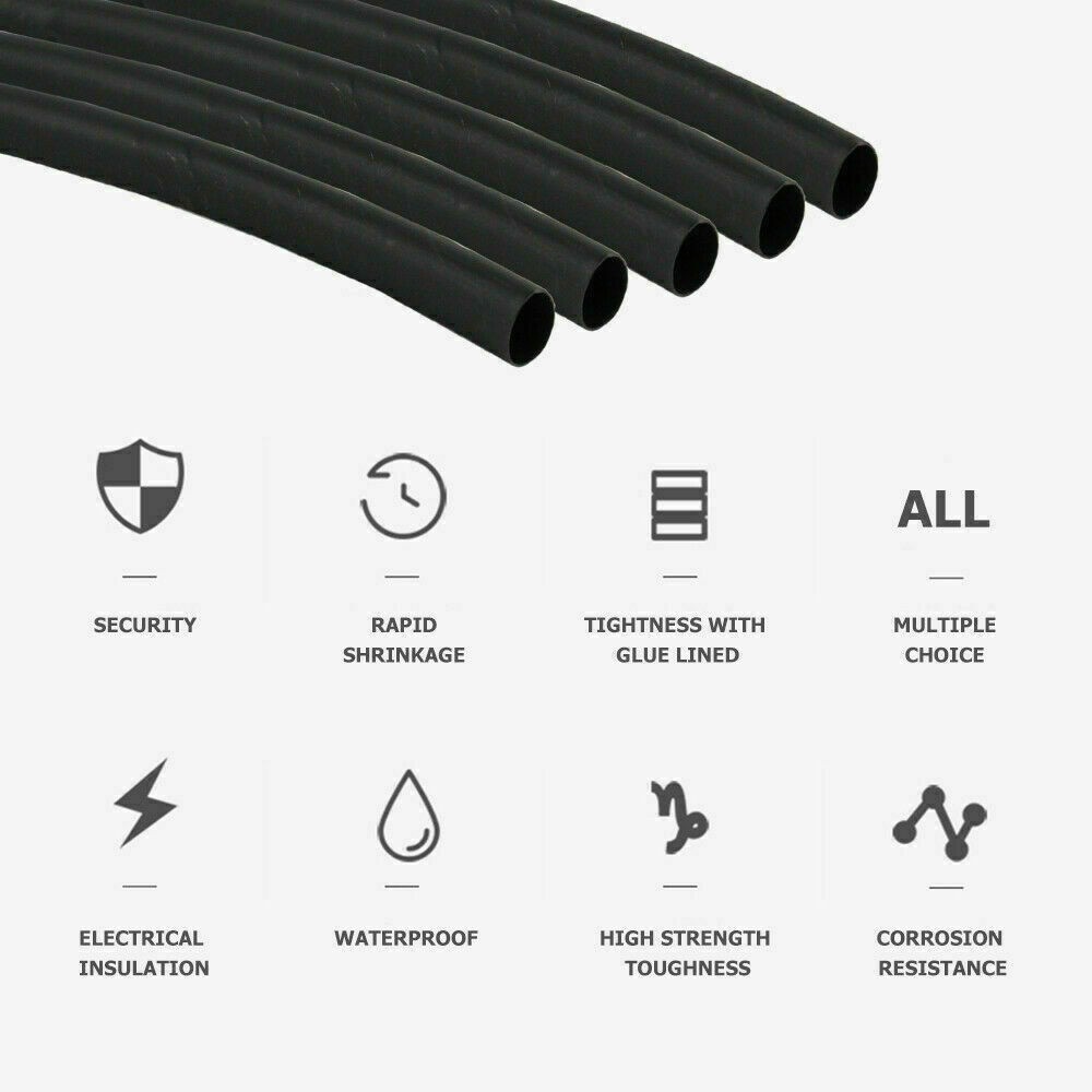 10 ft Dual Wall Adhesive Glue Lined Φ1/4″ (6.4mm) Heat Shrink Tubing 3:1 Ratio