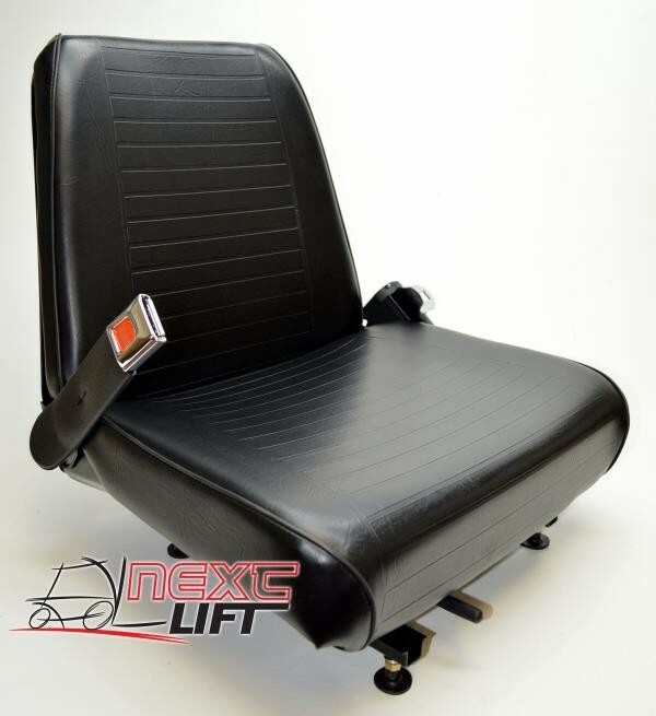 NEW UNIVERSAL VINYL FORKLIFT SEAT WITH BELT FITS CLARK CAT HYSTER YALE TOYOTA