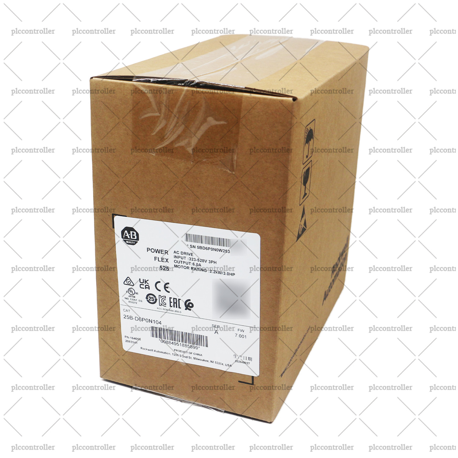 New Sealed Allen Bradley 25B-D6P0N104 PowerFlex 525 2.2kW (3Hp) AC Drive 3 Phase