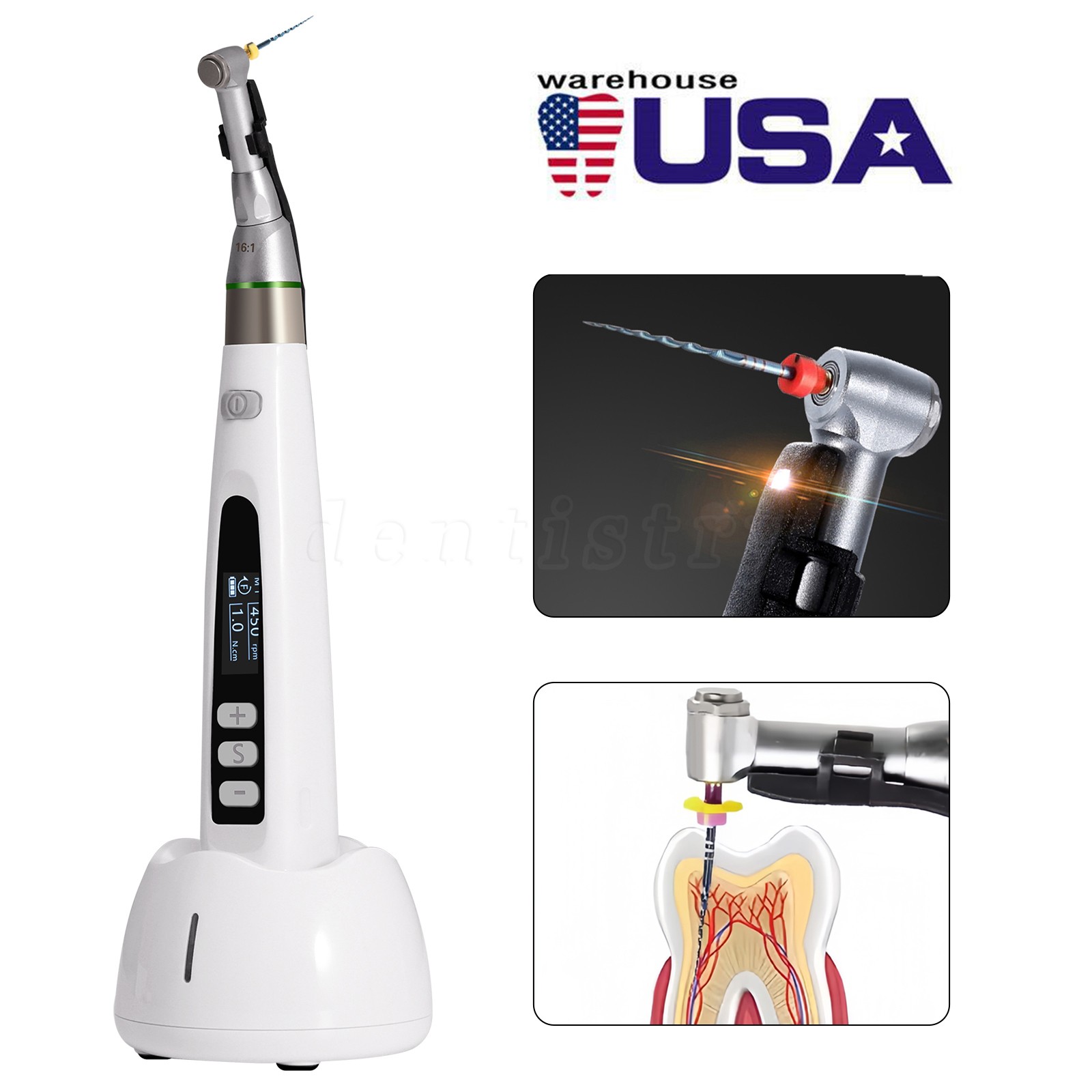 Dental Lab MARATHON Electric Micromotor Polisher+Contra Angle Straight Handpiece