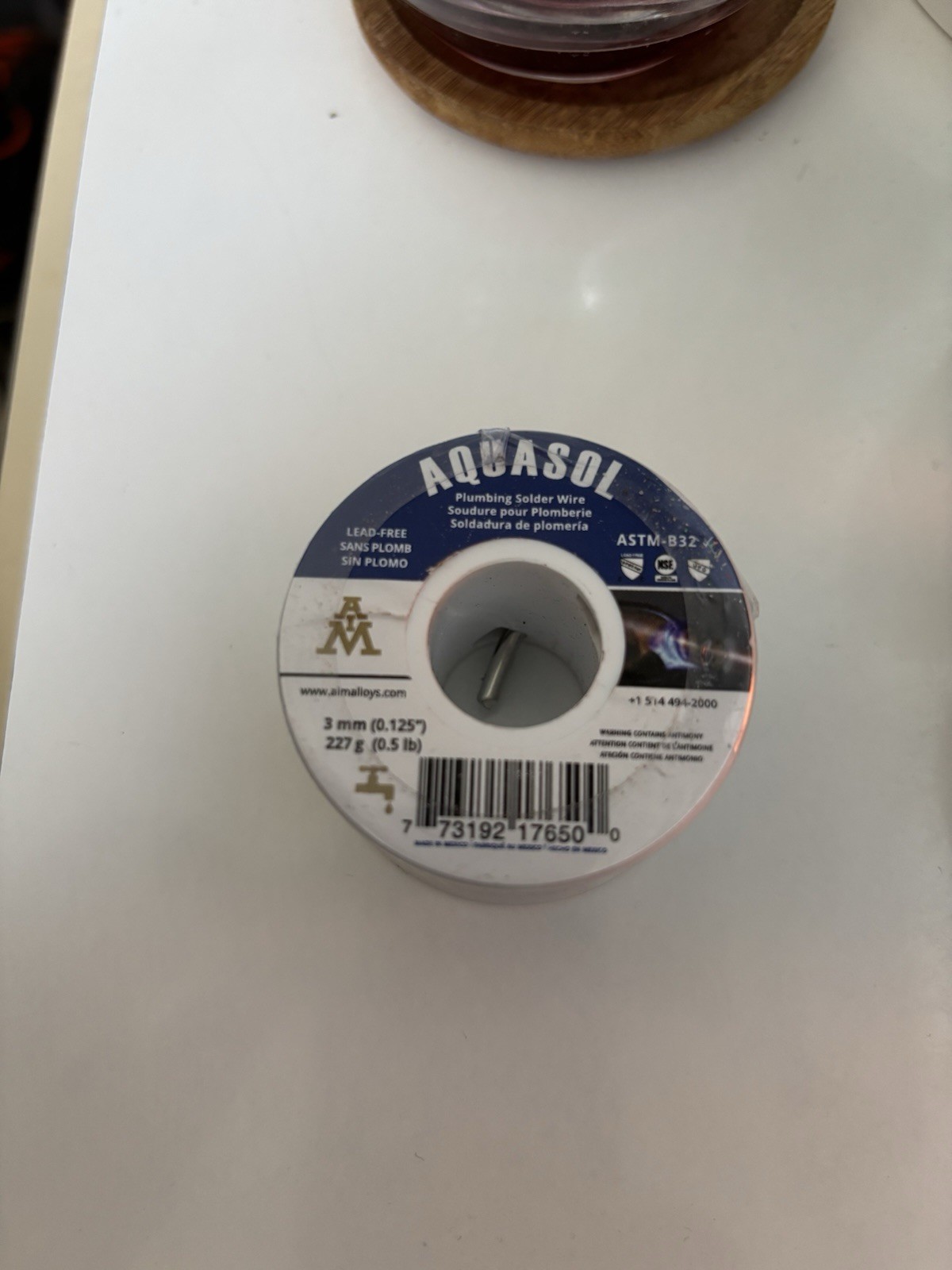 AIM Aquasol Lead Free Plumbing Solder 3mm (0.125 Inch) 227g (0.5lb)