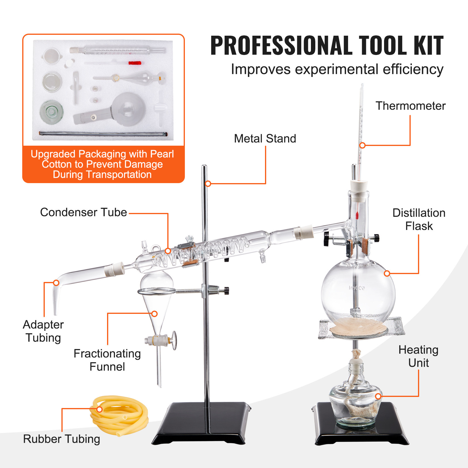 VEVOR Essential Oil Distillation Kit 500ml Distillation Apparatus 28 pcs Set