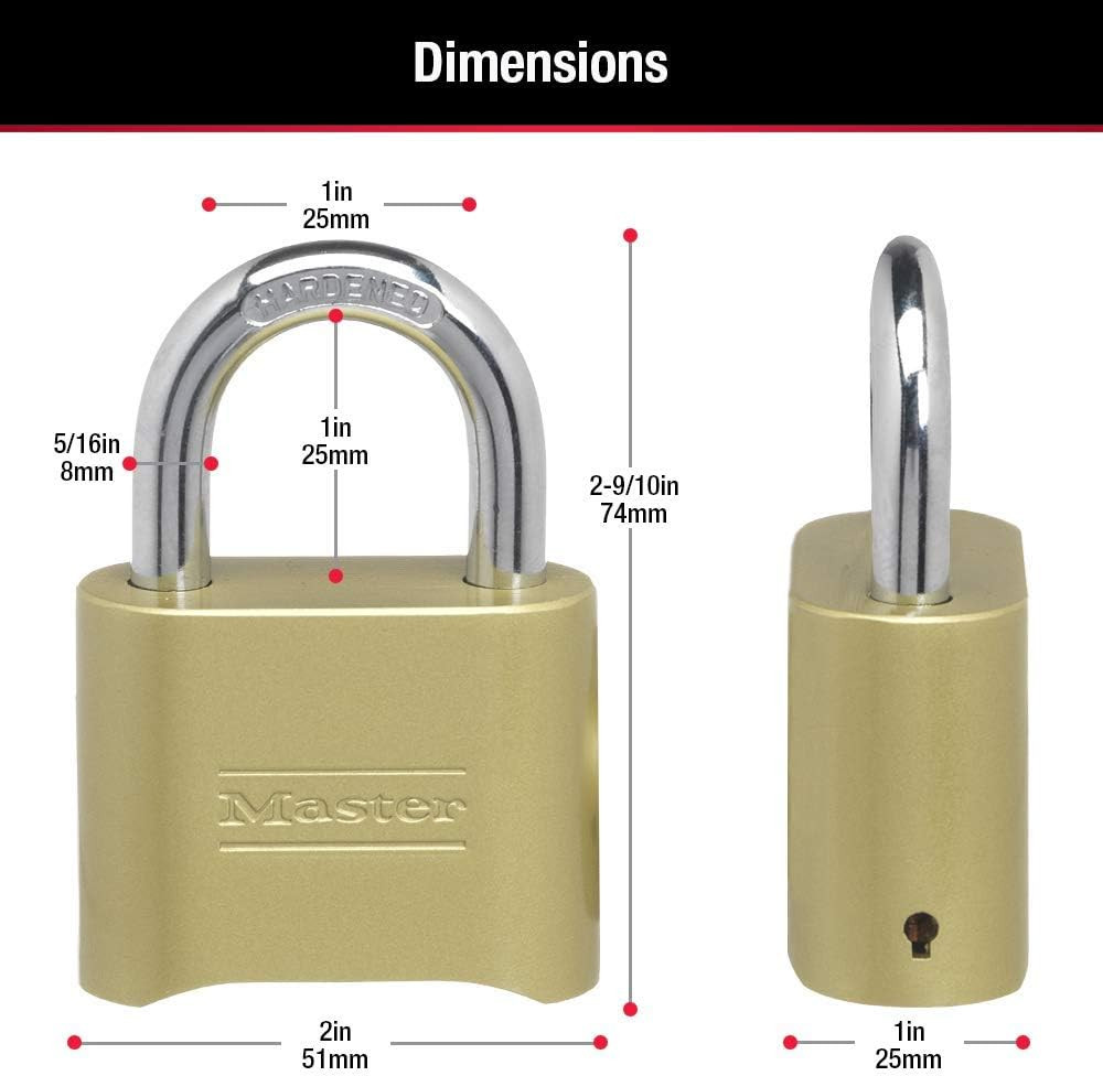 Brass Combination Padlock for Indoor and Outdoor Use with Resettable Combinat…