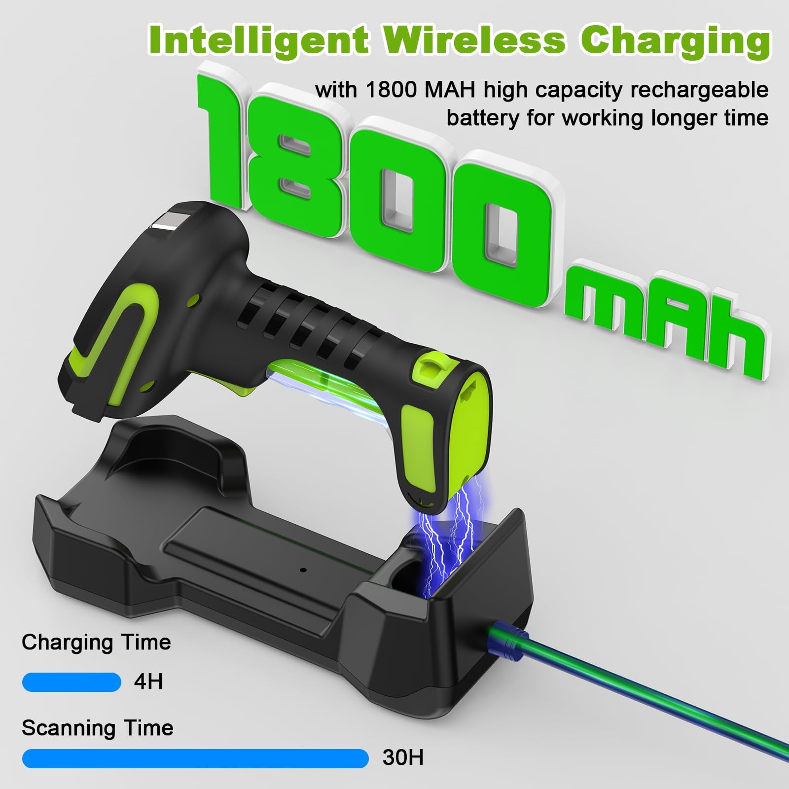 Upgraded 2D Wireless Industrial Barcode Scanner With Charging Base, Bluetooth…