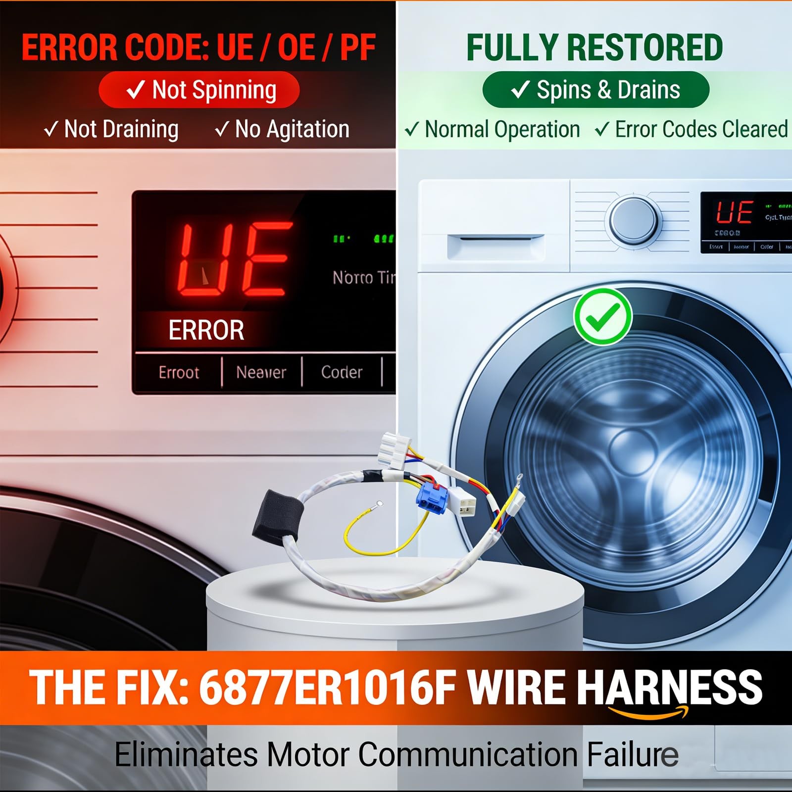 6877ER1016F Washer Motor Wire Harness Only No Unnecessary Sensor-Compatible w…